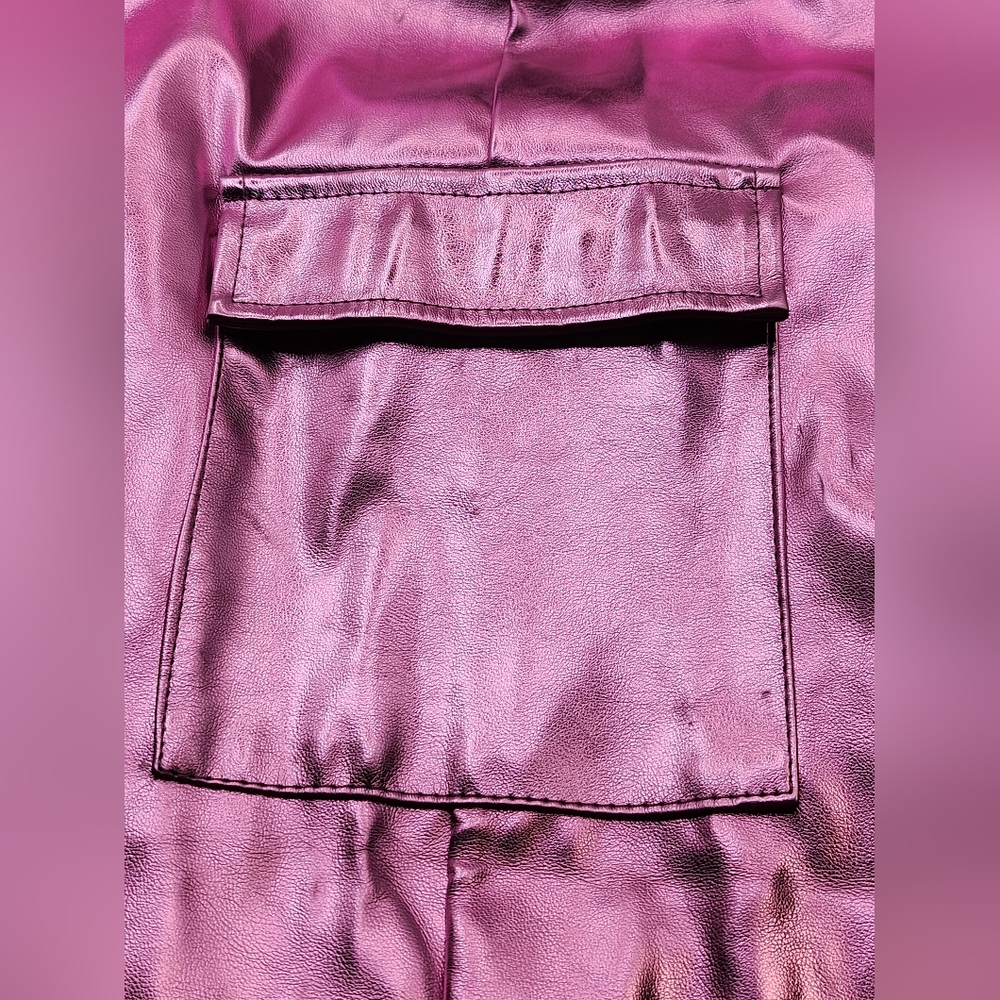 SOHO APPAREL Pink Pleather Midi Cargo Skirt Size M NWOT